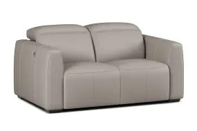 Valencia Carmen Leather 68.5" Loveseat Dual Recliner Lounge, Light Grey