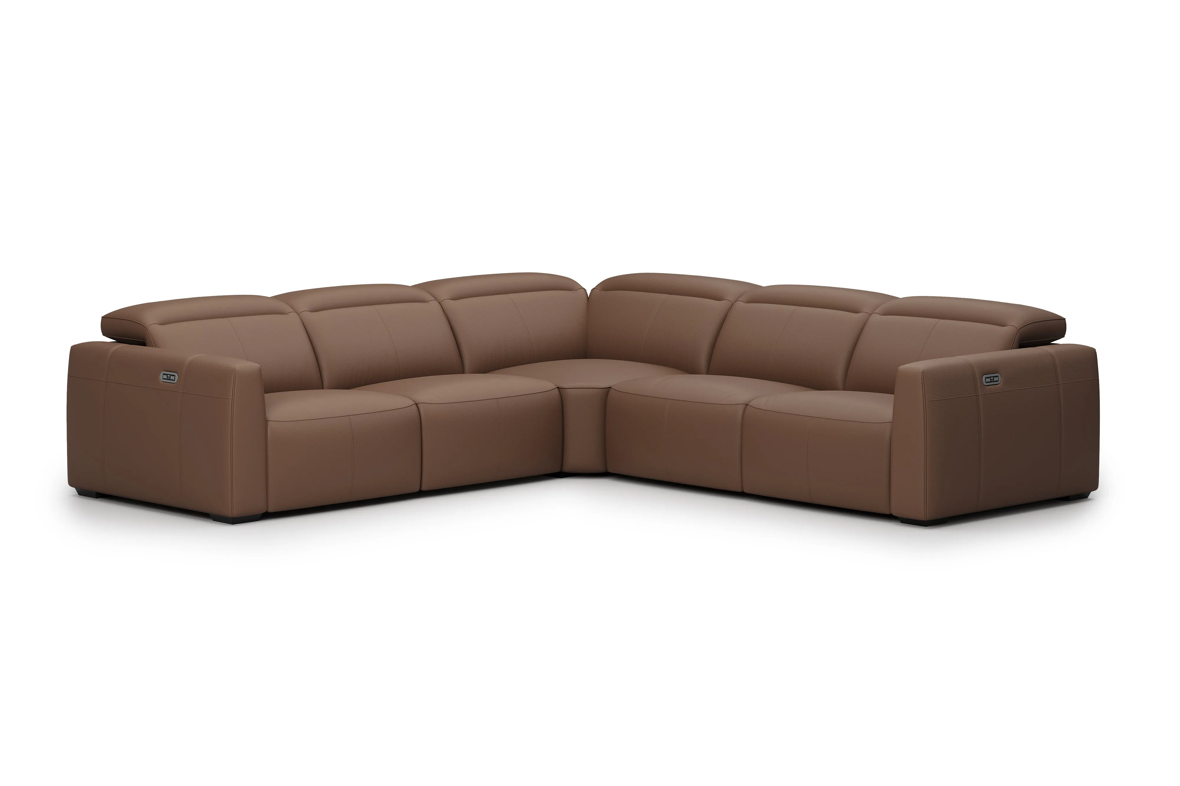 Valencia Carmen Leather L-Shape Dual Recliner Sofa, Brown