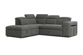 Valencia Finn Fabric Sectional Sofa Bed with Left Hand Storage, Dark Grey