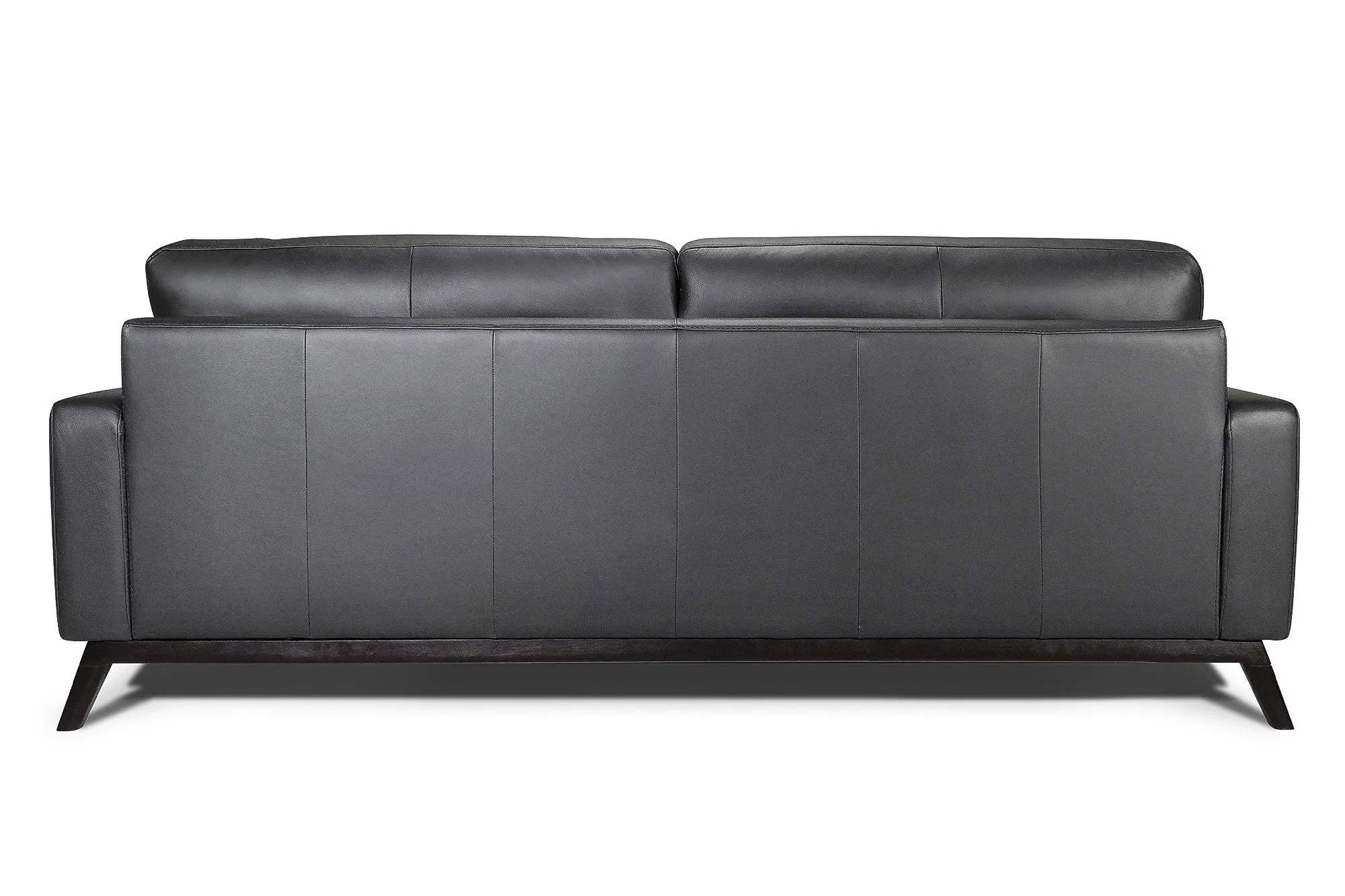 Valencia Francesca Mid Century Top Grain Leather Wide Seat Sofa, Charcoal Grey