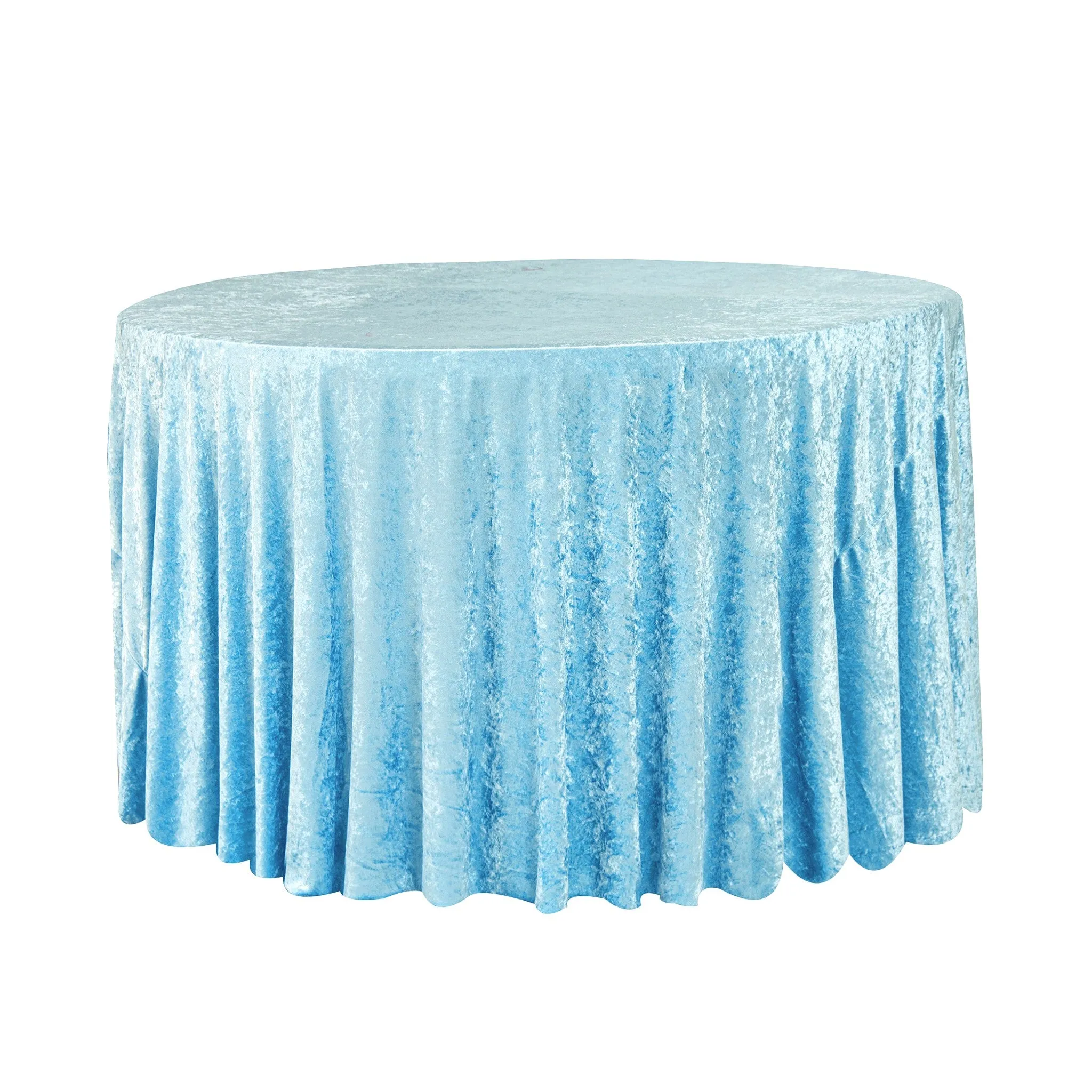 Velvet 120" Round Tablecloth - Baby Blue