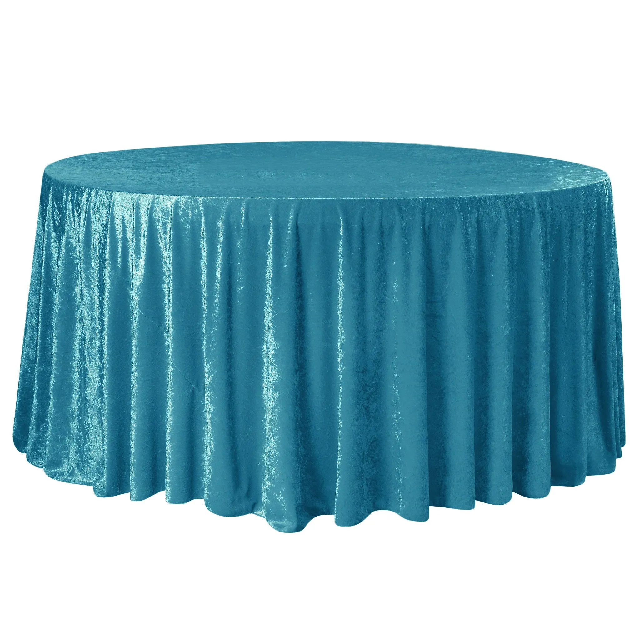 Velvet 120" Round Tablecloth - Peacock Teal