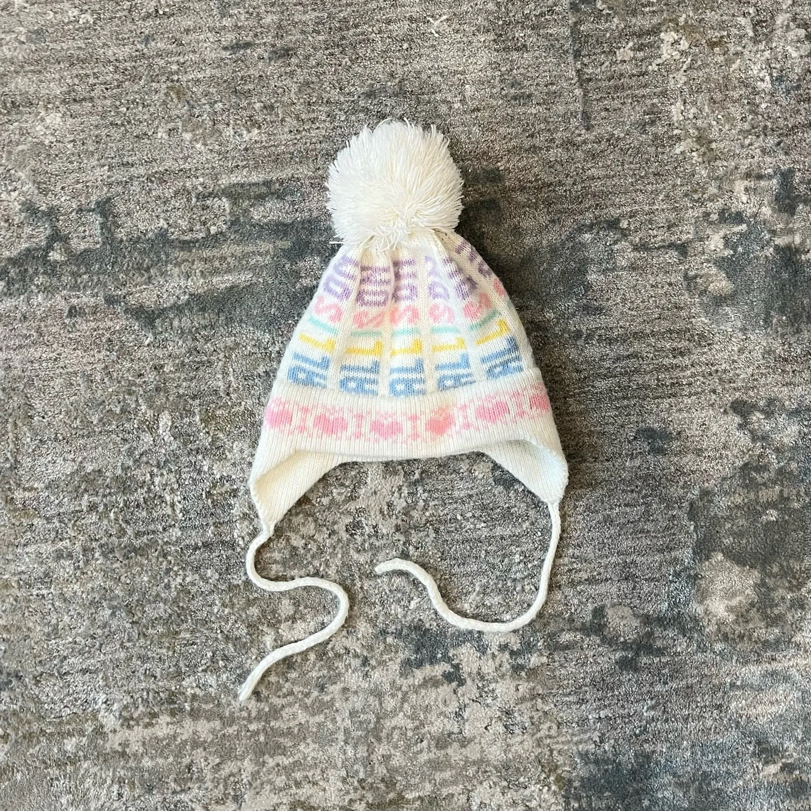 Vintage Pastel Pom Pom Winter Hat