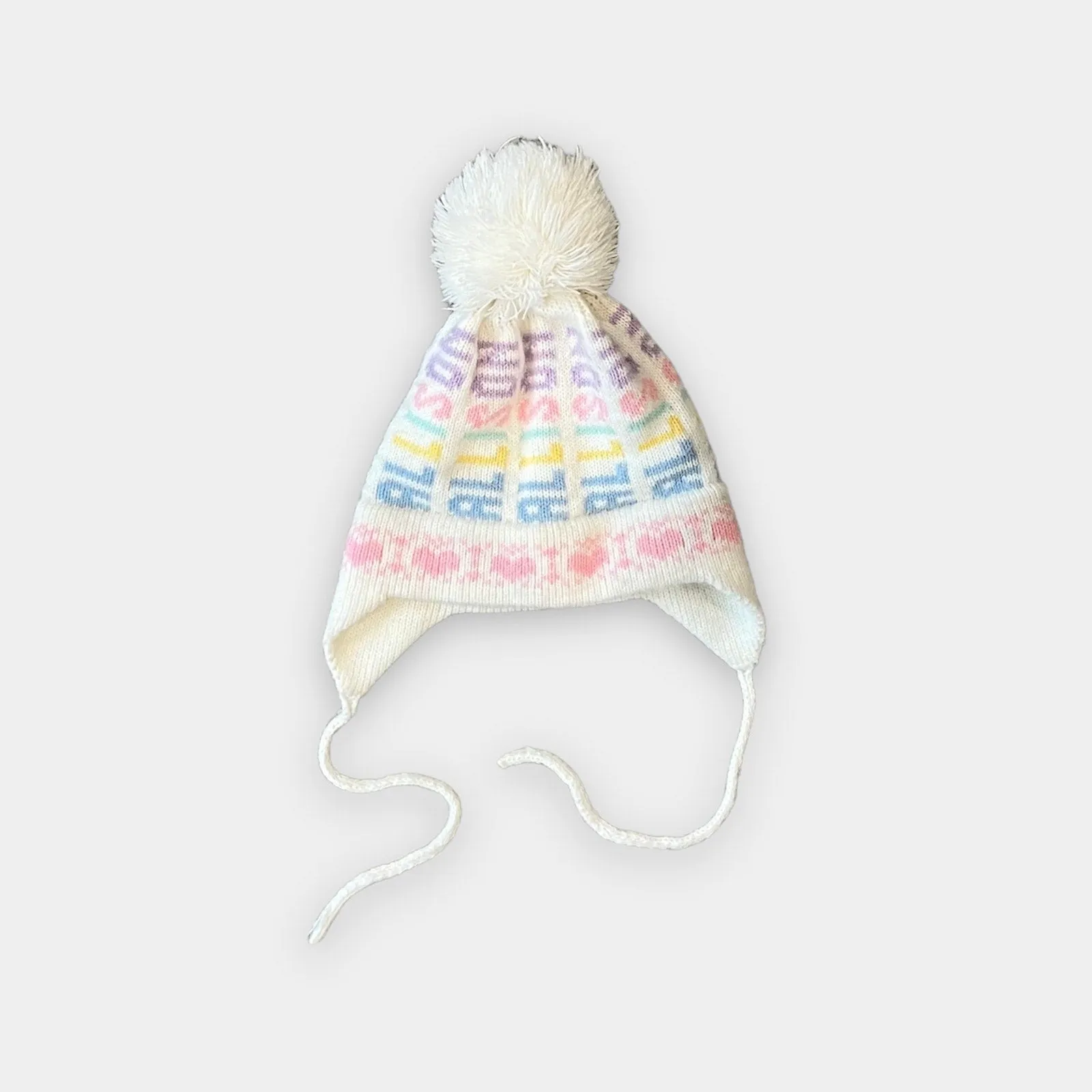 Vintage Pastel Pom Pom Winter Hat