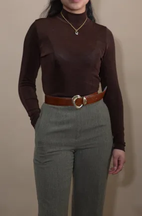 Vintage Silk Brown Turtleneck