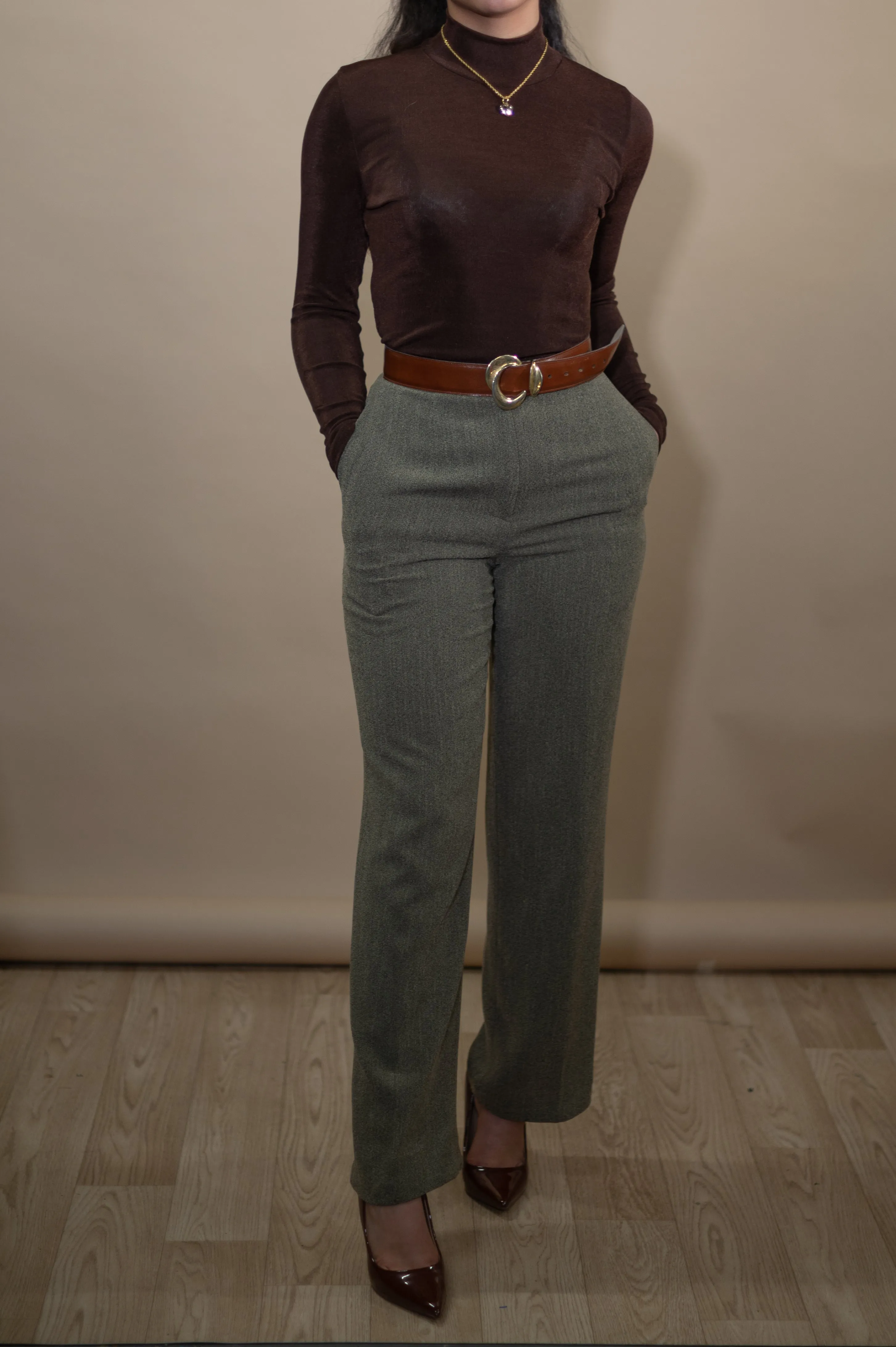 Vintage Silk Brown Turtleneck