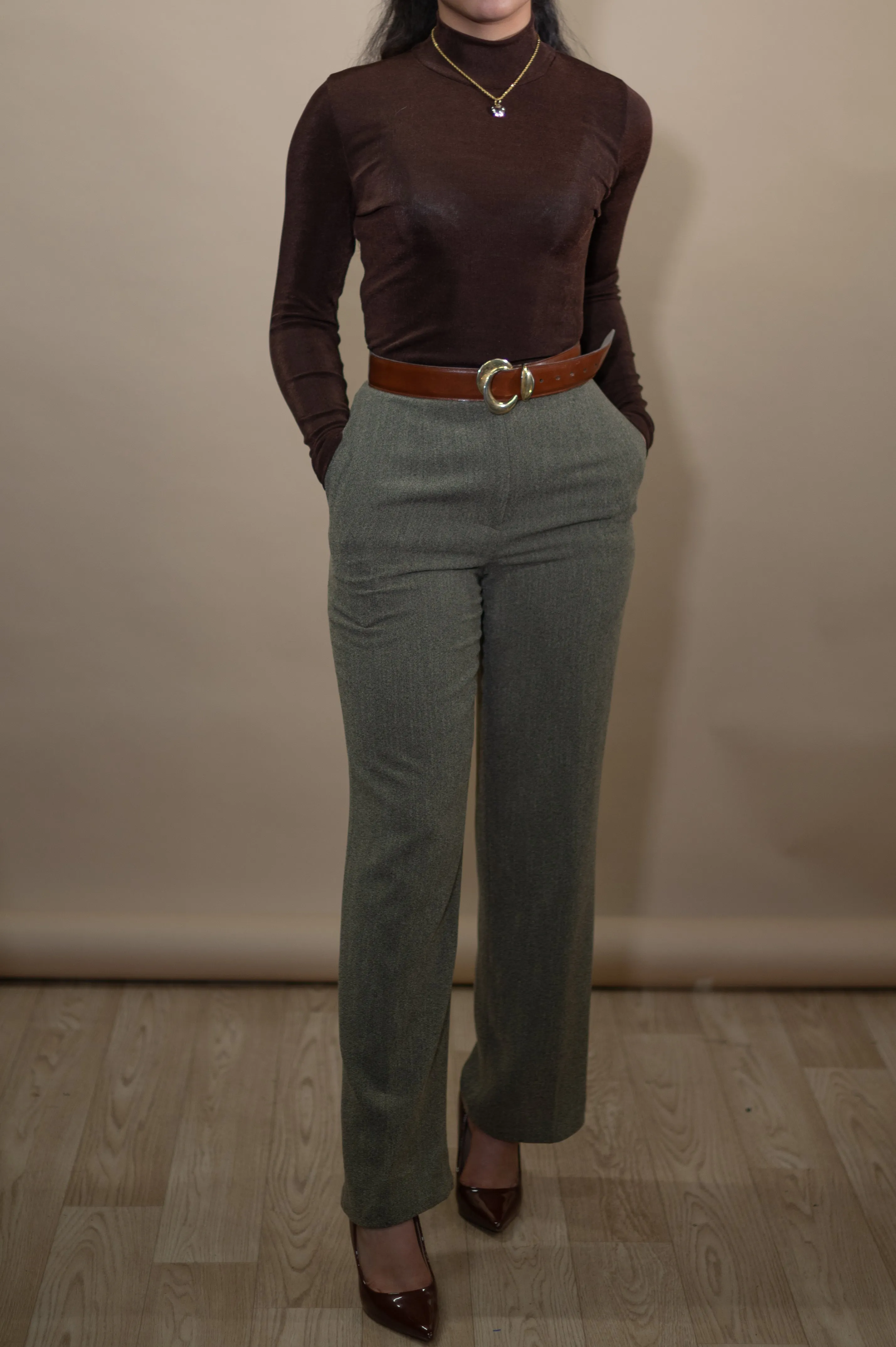 Vintage Silk Brown Turtleneck