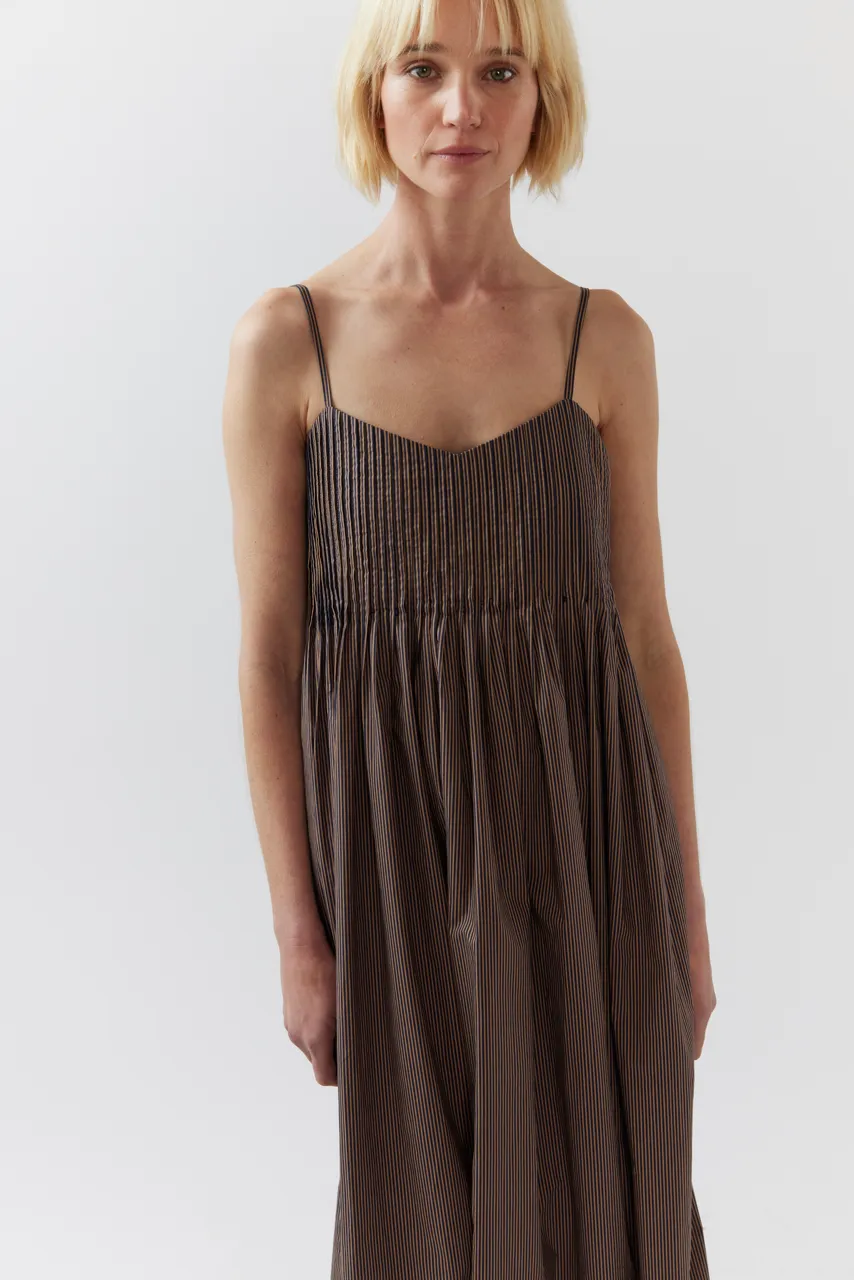 Viv Dress in Tan Stripe