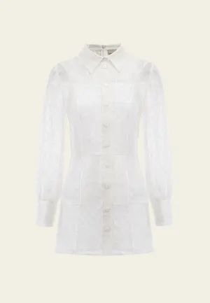 White Lapel See Through Long Shirt