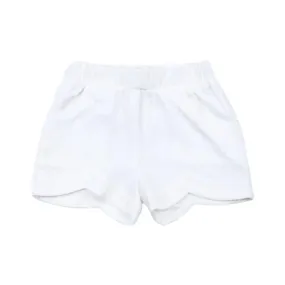 White Picot Hem Shorts