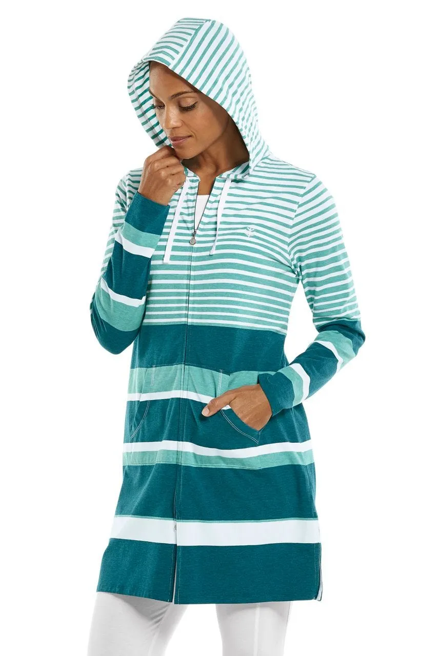 Women's Cabana Hoodie  |  Teal Variegated Stripe