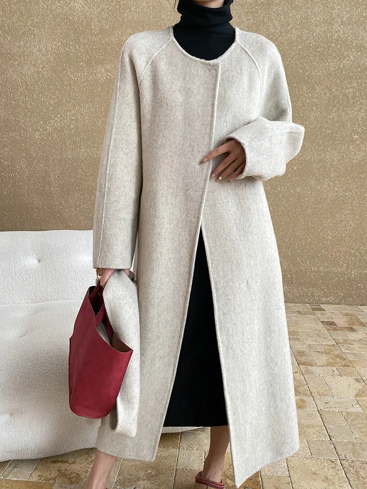 Women's Wool Blend Coat with Detachable Scarf