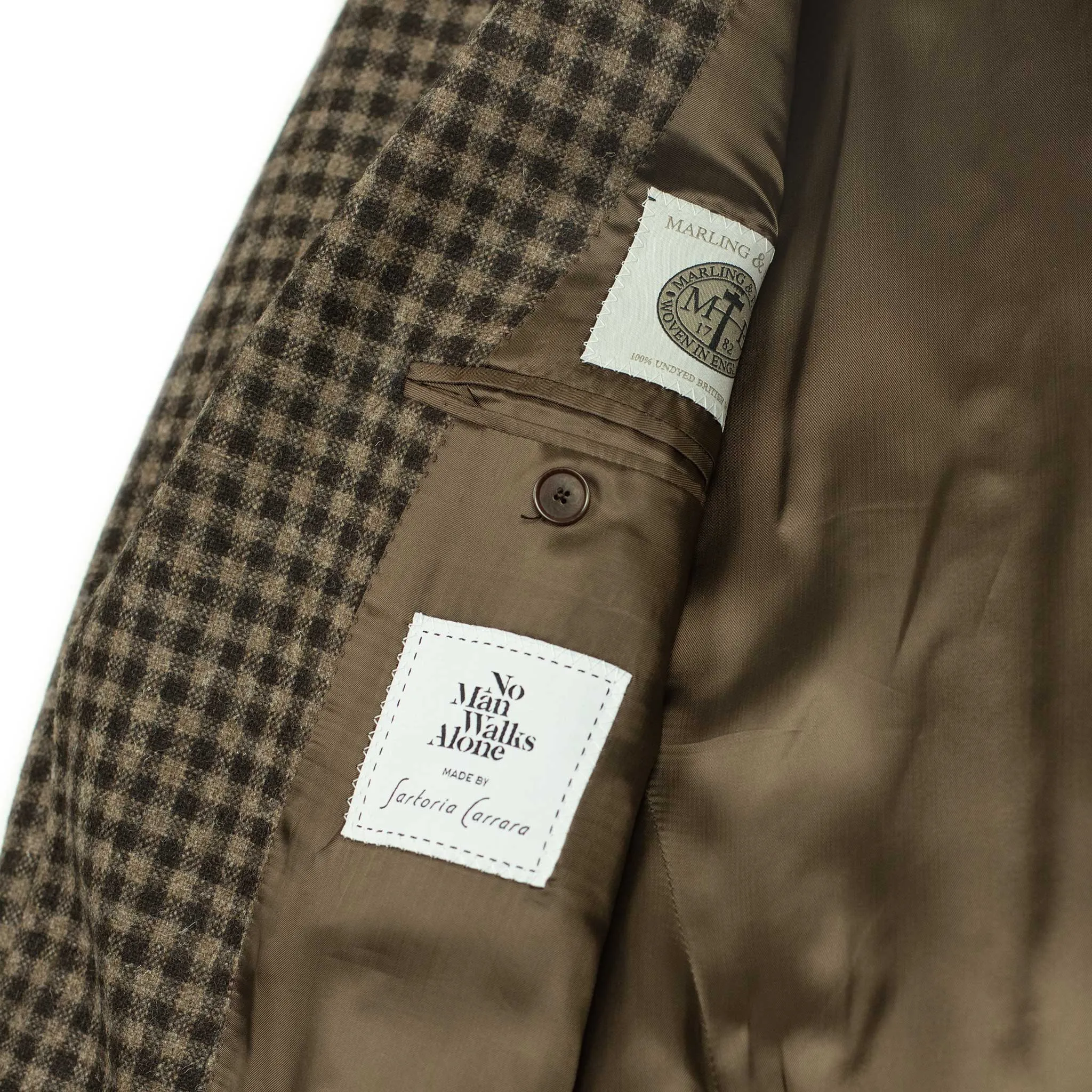 x Sartoria Carrara: Sport coat in brown gun check undyed wool