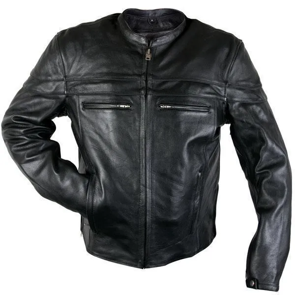 Xelement XS-6225 'Speedster' Men's Black Armored Leather Racing Jacket