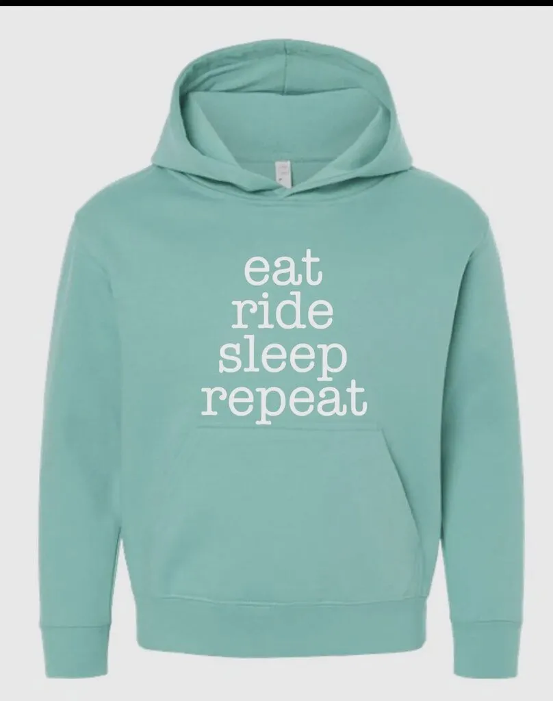 YOUTH TEAL EAT, RIDE, SLEEP, REPEAT HOODIE XLARGE