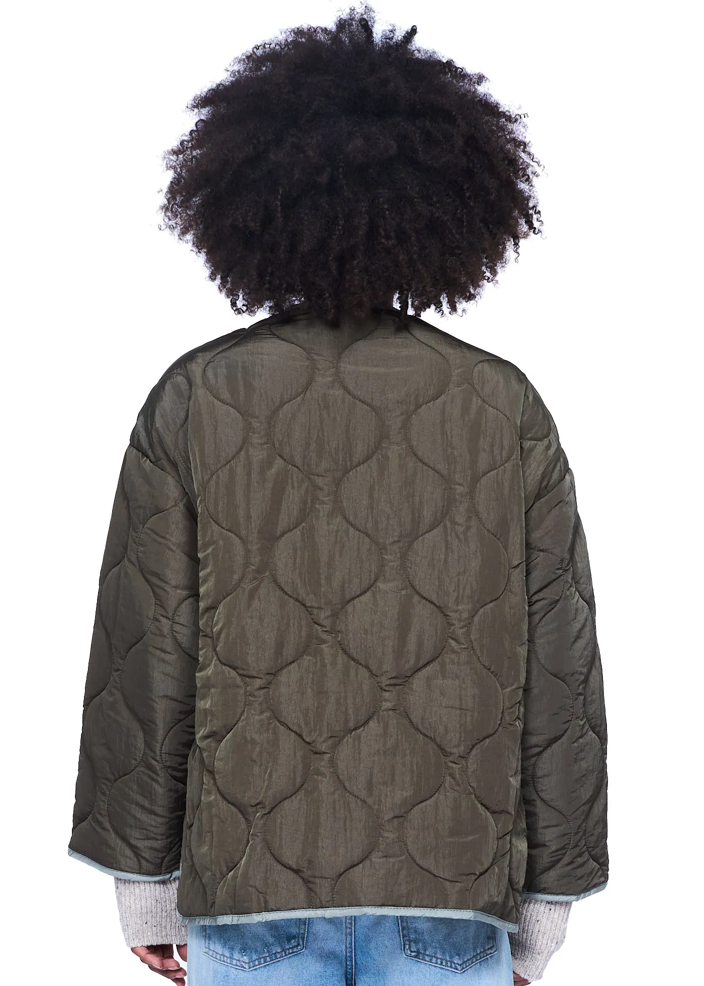 Yumi Row Quilted Jacket in Olive