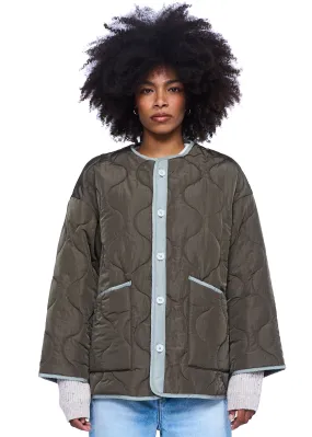 Yumi Row Quilted Jacket in Olive