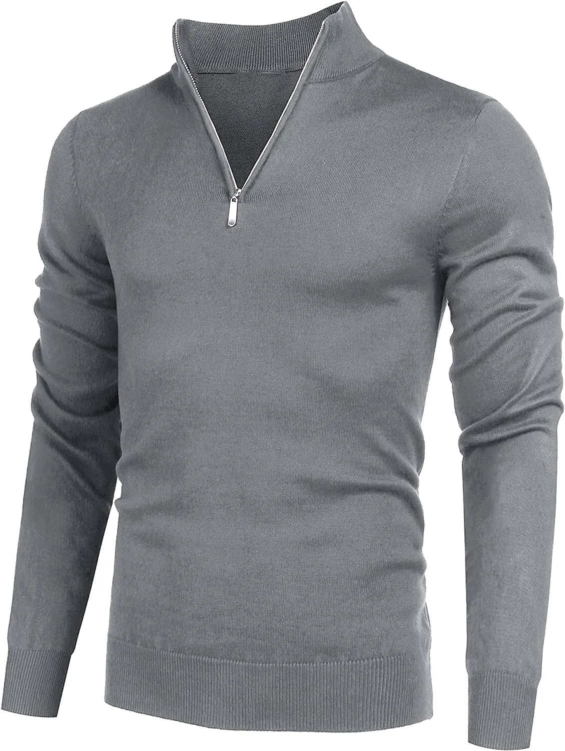 Zip Up Slim Fit Lightweight Pullover Polo Sweater (US Only)